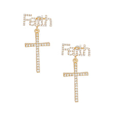 Load image into Gallery viewer, Drop Gold Faith and Cross Earrings for Women
