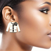 Load image into Gallery viewer, Studs Cream Gold Camellia Sweater Earrings Women
