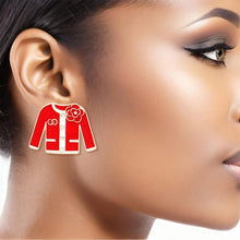 Load image into Gallery viewer, Studs Red Gold Camellia Sweater Earrings for Women
