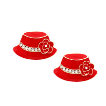 Load image into Gallery viewer, Studs Red Gold Camellia Ladies Hat Earrings Women
