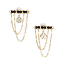 Load image into Gallery viewer, Studs Gold Woven Drape Chain Clover Earrings
