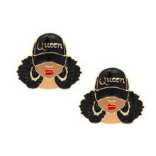 Load image into Gallery viewer, Studs Black Gold Afro Queen Earrings for Women
