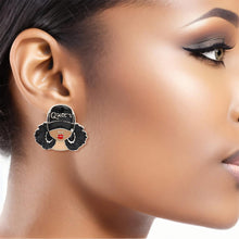 Load image into Gallery viewer, Studs Black Silver Afro Queen Earrings for Women
