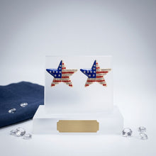 Load image into Gallery viewer, USA Flag Gold Star Patriotic Bling Stud Earrings
