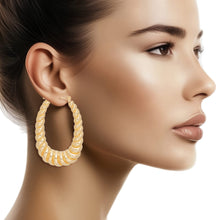 Load image into Gallery viewer, Hoops Twisted Gold Metal Oval Earrings for Women
