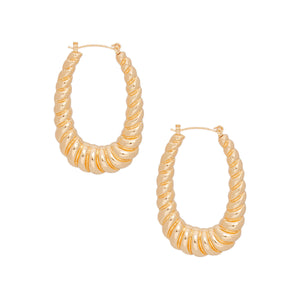 Hoops Twisted Gold Metal Oval Earrings for Women