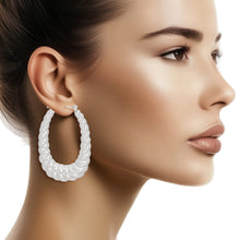 Load image into Gallery viewer, Hoops Twisted Silver Metal Oval Earrings for Women
