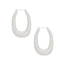 Load image into Gallery viewer, Hoops Twisted Silver Metal Oval Earrings for Women
