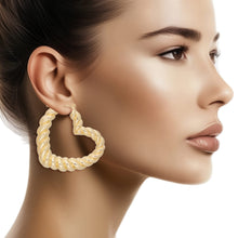 Load image into Gallery viewer, Hoops Twisted Gold Metal Heart Earrings for Women
