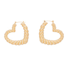 Load image into Gallery viewer, Hoops Twisted Gold Metal Heart Earrings for Women
