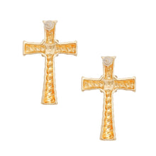 Load image into Gallery viewer, Stud Gold Cross Ridged Texture Earrings Women
