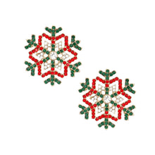 Load image into Gallery viewer, Stud Radiating Snowflake Red Green Earrings Women
