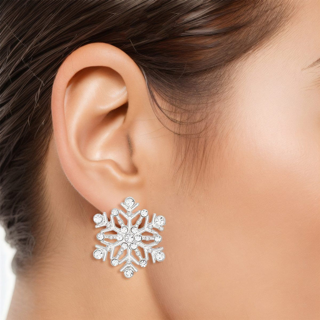 Stud Stellar Snowflake Silver Earrings for Women