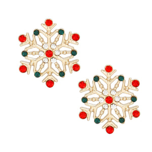 Stud Stellar Snowflake Red Green Earrings Women