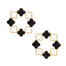 Load image into Gallery viewer, Stud Gold Clover Wreath Black Earrings for Women
