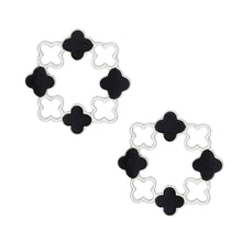 Load image into Gallery viewer, Stud Silver Clover Wreath Black Earrings for Women
