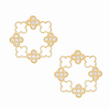 Load image into Gallery viewer, Stud Gold Clover Wreath Stone Earrings for Women
