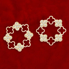 Load image into Gallery viewer, Stud Gold Clover Wreath Stone Earrings for Women
