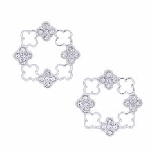 Load image into Gallery viewer, Stud Silver Clover Wreath Stone Earrings for Women
