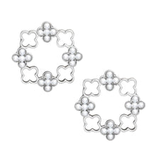 Load image into Gallery viewer, Stud Silver Clover Wreath Pearl Earrings for Women
