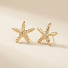 Load image into Gallery viewer, Stud Gold Starfish Seaside Sculpted Earrings
