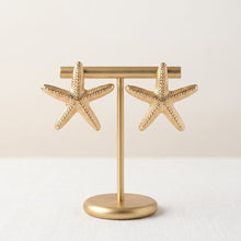 Load image into Gallery viewer, Stud Gold Starfish Seaside Sculpted Earrings
