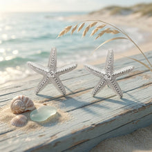 Load image into Gallery viewer, Stud Silver Starfish Seaside Sculpted Earrings
