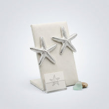 Load image into Gallery viewer, Stud Silver Starfish Seaside Sculpted Earrings
