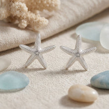 Load image into Gallery viewer, Stud Silver Starfish Seaside Sculpted Earrings
