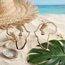 Load image into Gallery viewer, Gold Africa Nefertiti Charm Fish Hook Earrings
