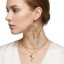 Load image into Gallery viewer, Gold Africa Nefertiti Charm Fish Hook Earrings
