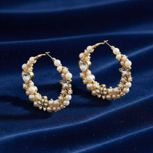 Load image into Gallery viewer, Hoop Cream Pearl Crystal Heart Star Flower Earrings
