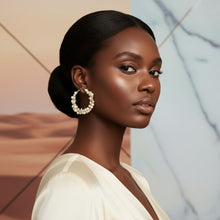 Load image into Gallery viewer, Hoop Cream Pearl Crystal Heart Star Flower Earrings
