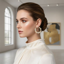 Load image into Gallery viewer, Hoop Cream Pearl Crystal Heart Star Flower Earrings
