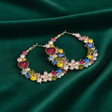 Load image into Gallery viewer, Hoop Multicolor Crystal Heart Star Flower Earrings
