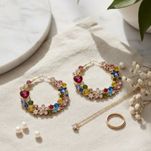 Load image into Gallery viewer, Hoop Multicolor Crystal Heart Star Flower Earrings
