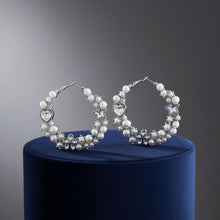 Load image into Gallery viewer, Hoop White Pearl Crystal Heart Star Flower Earrings
