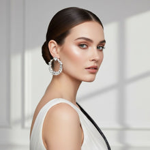 Load image into Gallery viewer, Hoop White Pearl Crystal Heart Star Flower Earrings
