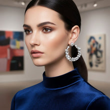 Load image into Gallery viewer, Hoop White Pearl Crystal Heart Star Flower Earrings
