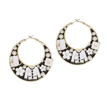 Load image into Gallery viewer, Hoop Fashion House Chic Black and Gold Earrings
