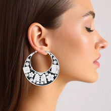 Load image into Gallery viewer, Hoop Fashion House Chic Black and Silver Earrings

