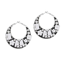 Load image into Gallery viewer, Hoop Fashion House Chic Black and Silver Earrings
