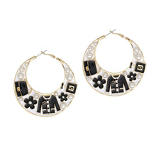 Load image into Gallery viewer, Hoop Fashion House Chic White and Gold Earrings
