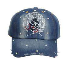 Load image into Gallery viewer, Hat Denim Afro Bling Baseball Cap for Women
