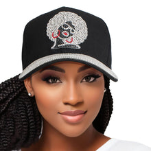 Load image into Gallery viewer, Hat Black Afro Rhinestone Baseball Cap for Women
