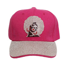 Load image into Gallery viewer, Hat Fuchsia Afro Rhinestone Baseball Cap for Women
