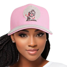 Load image into Gallery viewer, Hat Pink Afro Rhinestone Baseball Cap for Women
