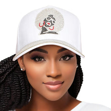 Load image into Gallery viewer, Hat White Afro Rhinestone Baseball Cap for Women
