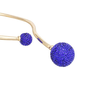 Choker Blue Disco Ball Hinge Necklace for Women