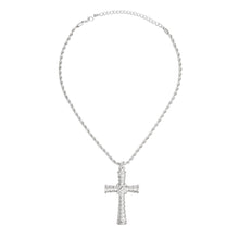 Load image into Gallery viewer, Necklace Silver Rope Chain Ridged Cross for Women
